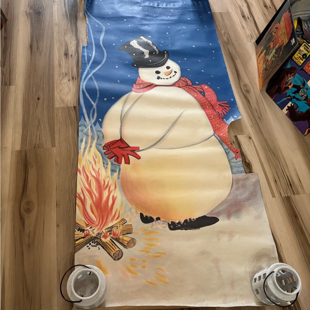 Vintage Festive Snowman Holiday Door cover